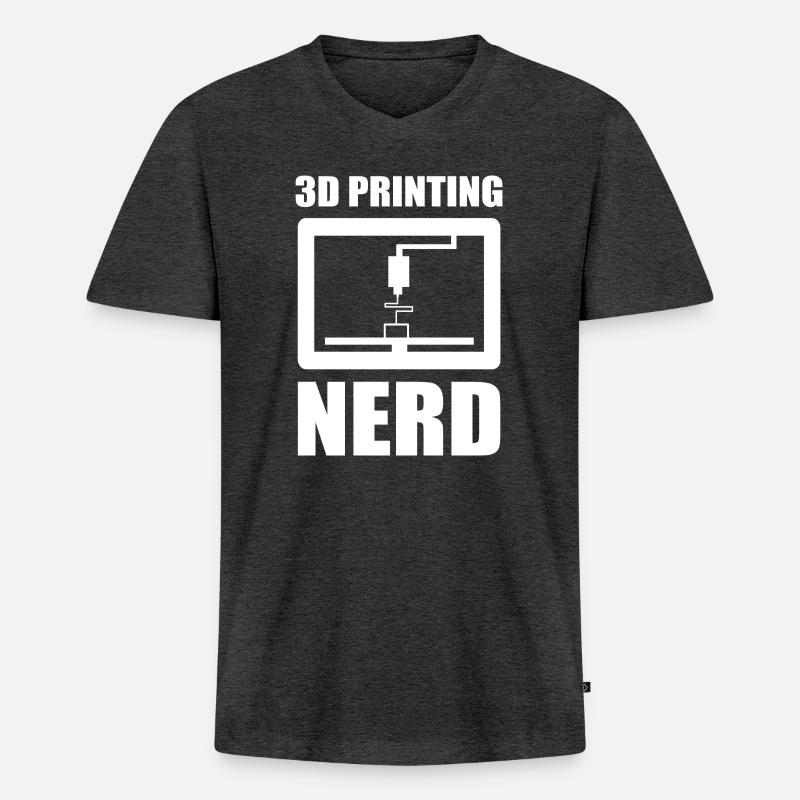 3D-Druck-Nerd - 3D-Drucker-Nerd - Männer Premium Bio T-Shirt mit V-Ausschnitt - Anthrazit meliert