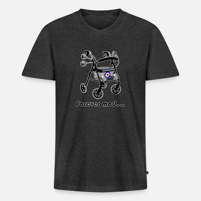 forever mod - Männer Premium Bio T-Shirt mit V-Ausschnitt - Anthrazit meliert