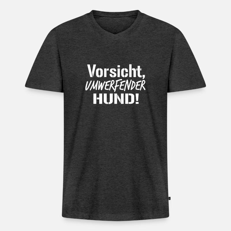 Hunde Spruch Geschenkidee - Männer Premium Bio T-Shirt mit V-Ausschnitt - Anthrazit meliert