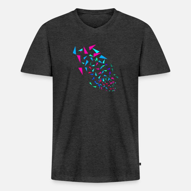 Bunt,abstrakt,retro, Muster, grafisch - Männer Premium Bio T-Shirt mit V-Ausschnitt - Anthrazit meliert