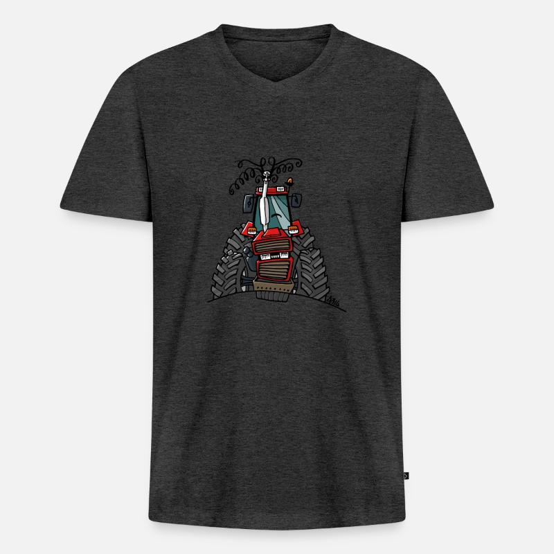0504 Fall 856XL - Männer Premium Bio T-Shirt mit V-Ausschnitt - Anthrazit meliert