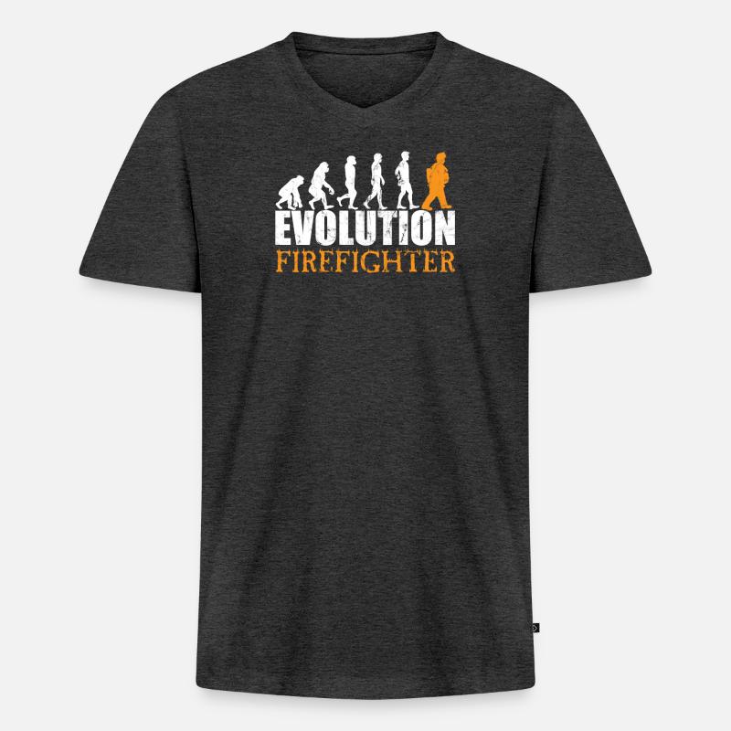 Firefighter Evolution - Männer Premium Bio T-Shirt mit V-Ausschnitt - Anthrazit meliert
