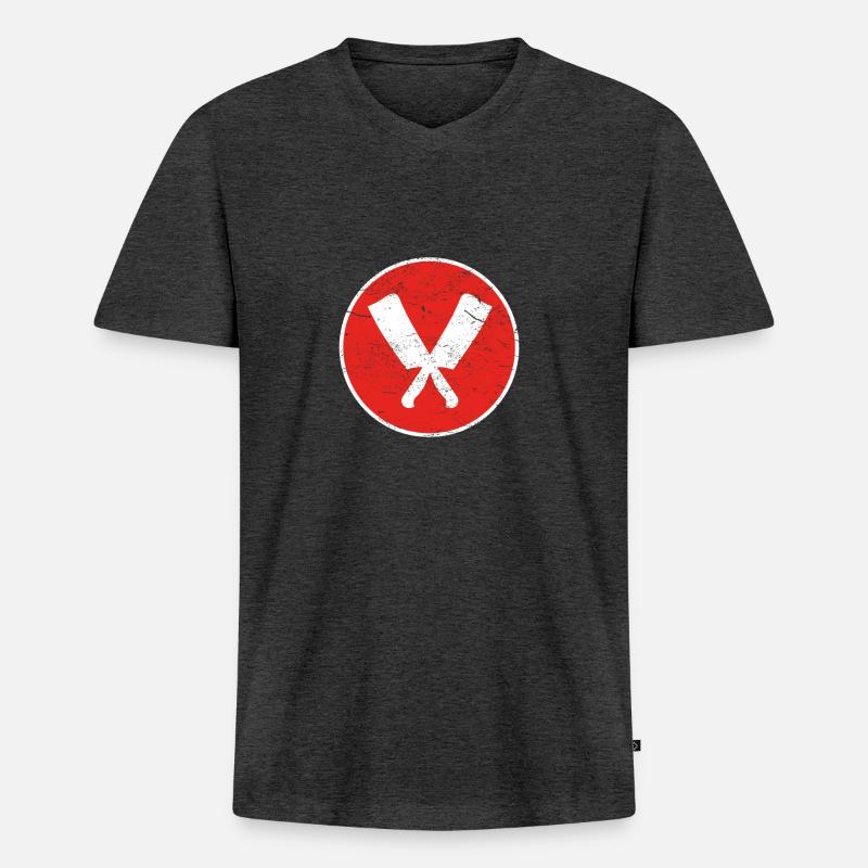 Geschenk metzger fleischer - Männer Premium Bio T-Shirt mit V-Ausschnitt - Anthrazit meliert