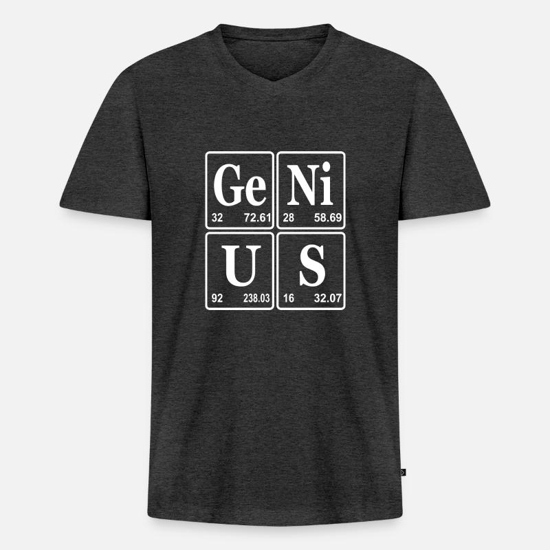 Genius Elements Geschenk - Männer Premium Bio T-Shirt mit V-Ausschnitt - Anthrazit meliert