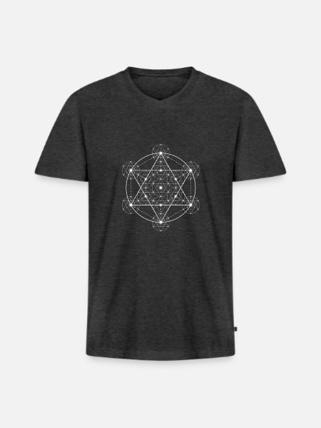 Sacred Geometry - Männer Premium Bio T-Shirt mit V-Ausschnitt - Anthrazit meliert
