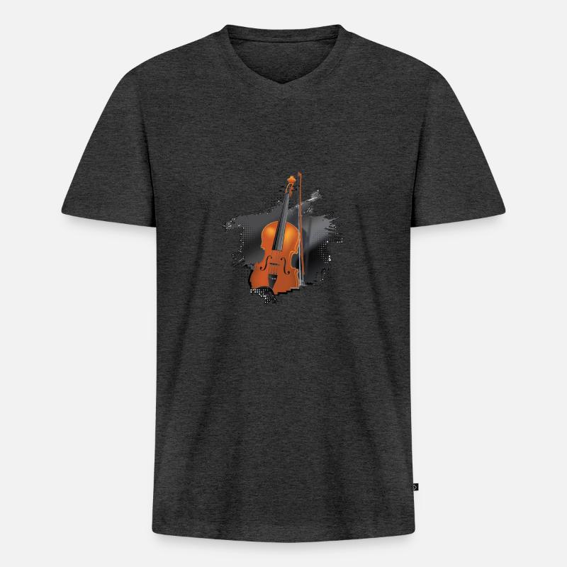 Violine oder Violine auf Schwedisch - Männer Premium Bio T-Shirt mit V-Ausschnitt - Anthrazit meliert