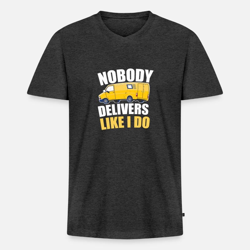 Postbote Postbotin Post Briefträger - Männer Premium Bio T-Shirt mit V-Ausschnitt - Anthrazit meliert