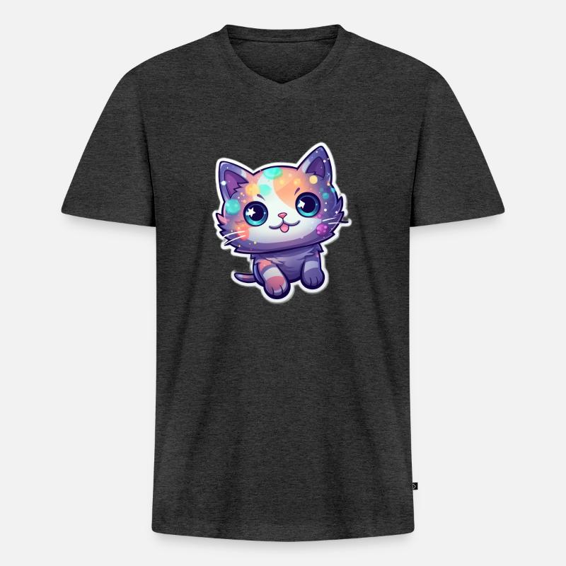 ein süßes Kätzchen - Männer Premium Bio T-Shirt mit V-Ausschnitt - Anthrazit meliert