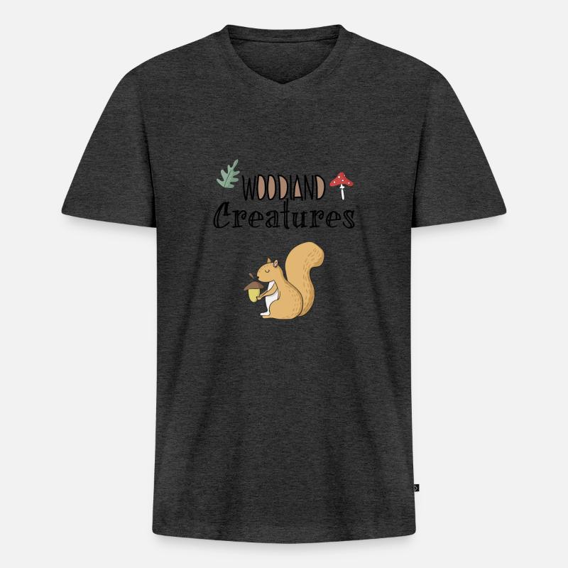 Eichhörnchen Wald Waldbewohner Baum Haselnuss - Männer Premium Bio T-Shirt mit V-Ausschnitt - Anthrazit meliert