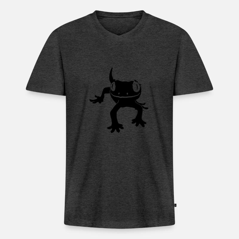 Crested Gecko - Männer Premium Bio T-Shirt mit V-Ausschnitt - Anthrazit meliert