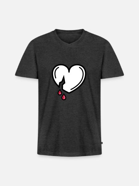 Bloody Love - Men's Premium Organic T-shirt with V-neck - heather anthracite
