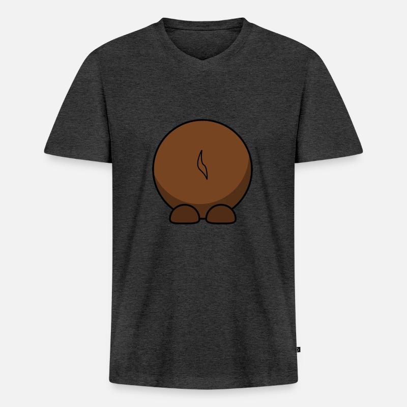 Gnu von hinten. Geschenkidee - Männer Premium Bio T-Shirt mit V-Ausschnitt - Anthrazit meliert