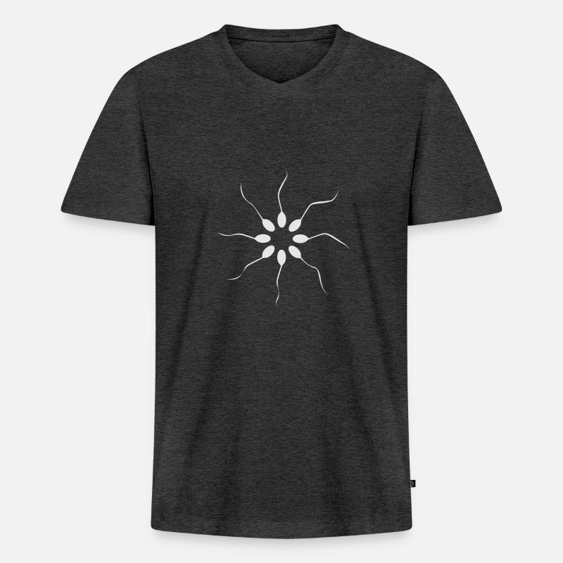Spermien - Männer Premium Bio T-Shirt mit V-Ausschnitt - Anthrazit meliert