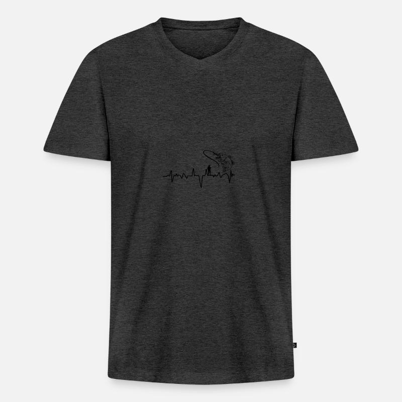Fishing Evolution Fish - Männer Premium Bio T-Shirt mit V-Ausschnitt - Anthrazit meliert
