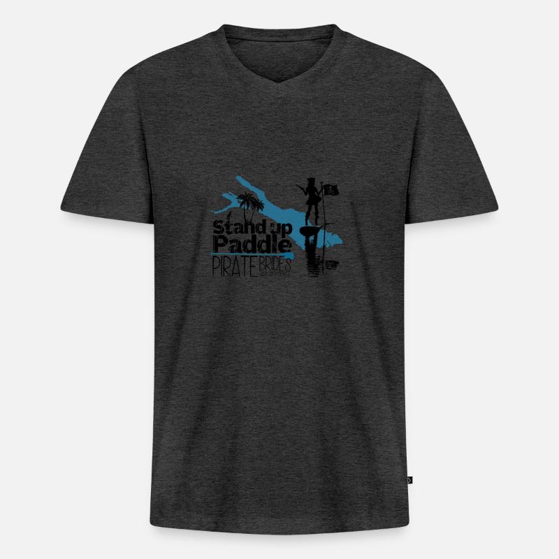 SUP Pirate Brides Bodensee - Männer Premium Bio T-Shirt mit V-Ausschnitt - Anthrazit meliert