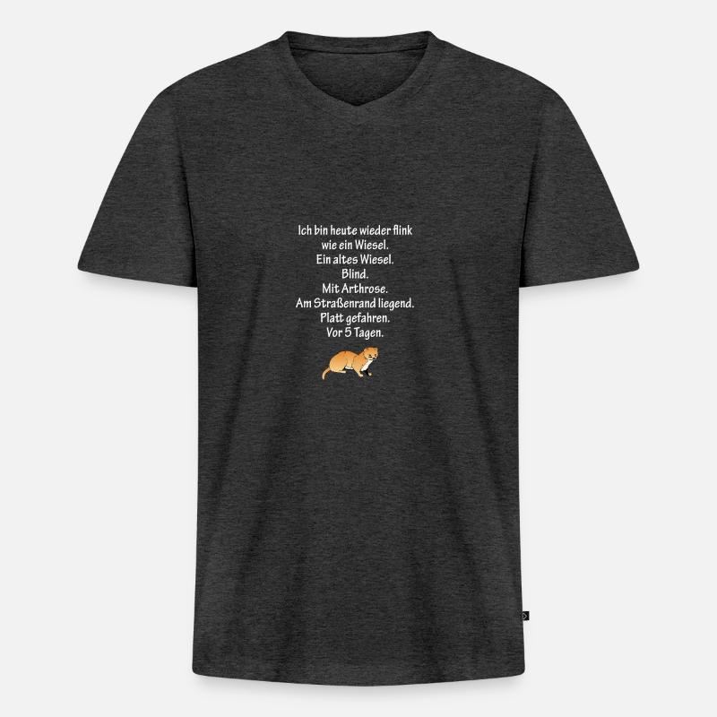 Flink wie ein Wiesel - Männer Premium Bio T-Shirt mit V-Ausschnitt - Anthrazit meliert