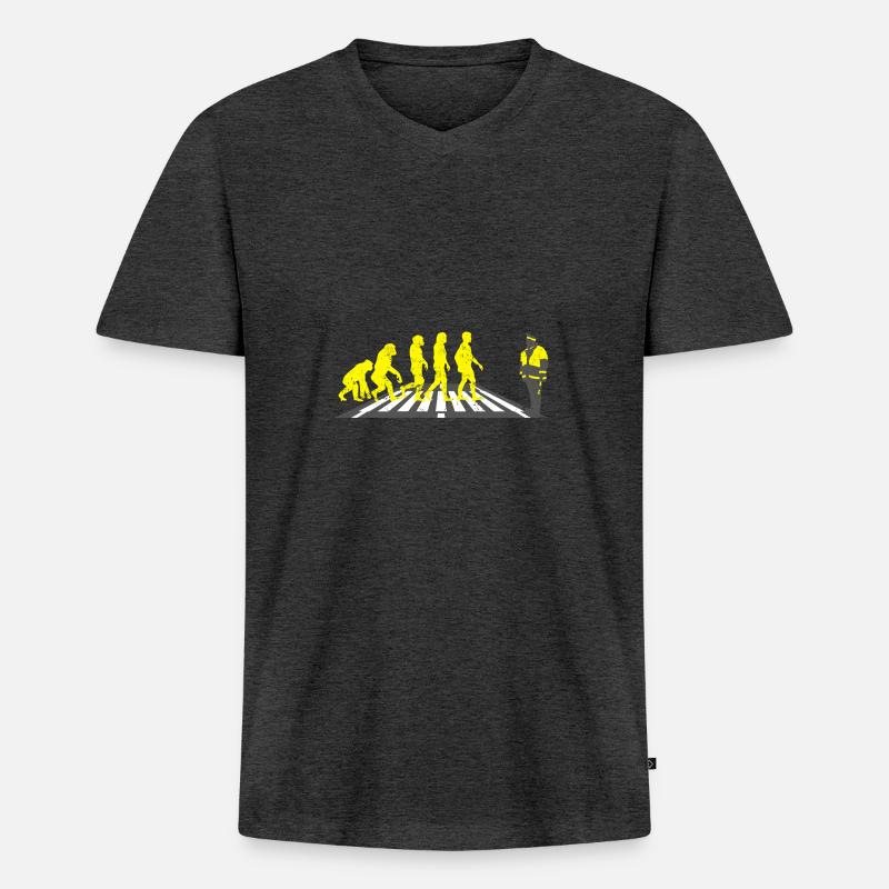 Schülerlotse Evolution Geschenk helfen schule - Männer Premium Bio T-Shirt mit V-Ausschnitt - Anthrazit meliert