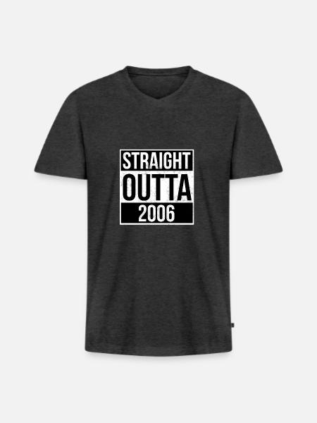 Straight Outta 2006 - Männer Premium Bio T-Shirt mit V-Ausschnitt - Anthrazit meliert