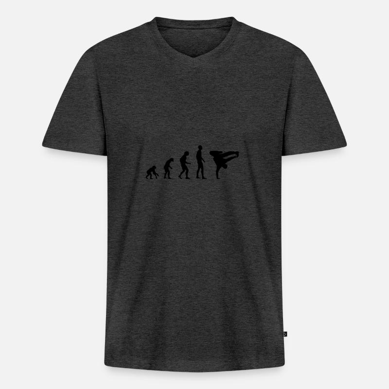 Breakdance Evolution Silhouette - T-shirt encolure en V Premium bio Homme - anthracite chiné