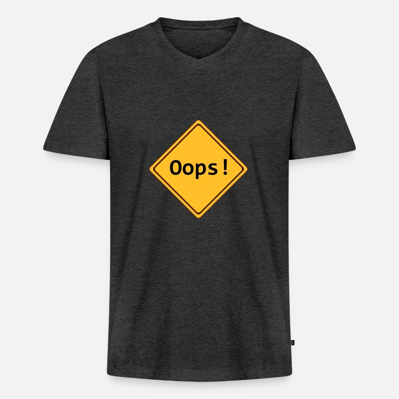 error, oops!, anpassbar - Männer Premium Bio T-Shirt mit V-Ausschnitt - Anthrazit meliert