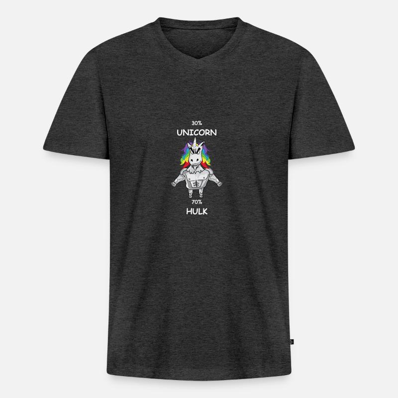 Hulk Einhorn Geschenk - Männer Premium Bio T-Shirt mit V-Ausschnitt - Anthrazit meliert