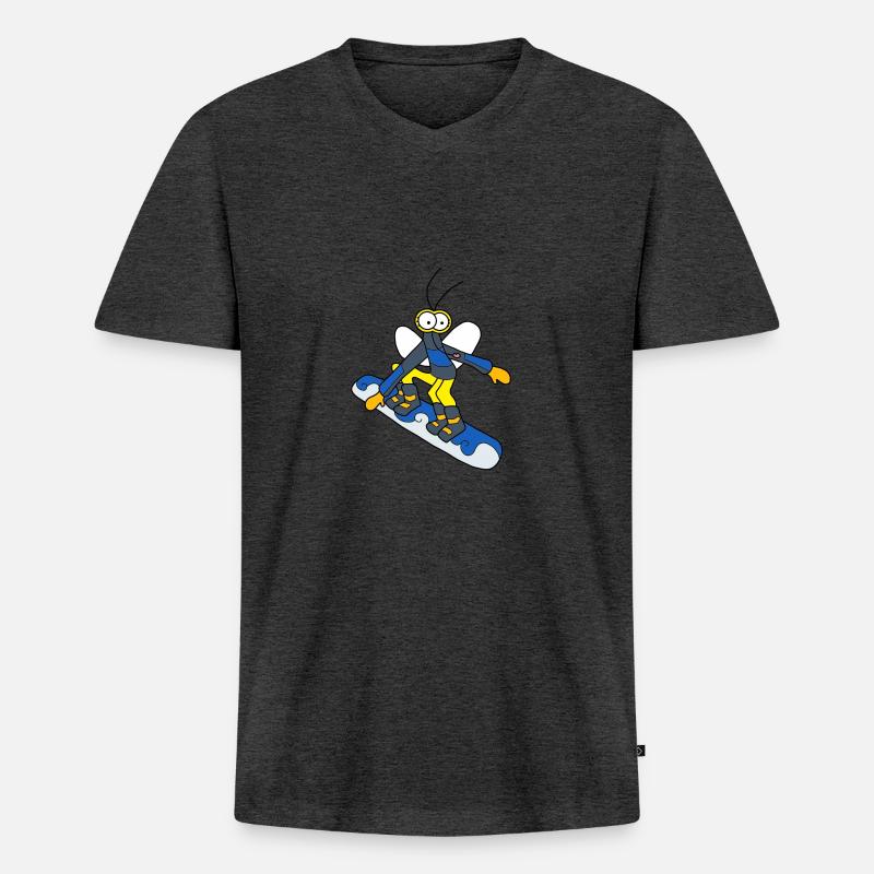 Đến Wana Snowboarding - Junge - Männer Premium Bio T-Shirt mit V-Ausschnitt - Anthrazit meliert