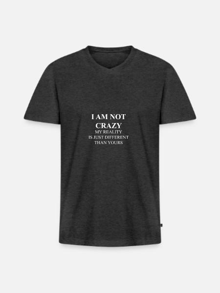 I'm not crazy - Men's Premium Organic T-shirt with V-neck - heather anthracite