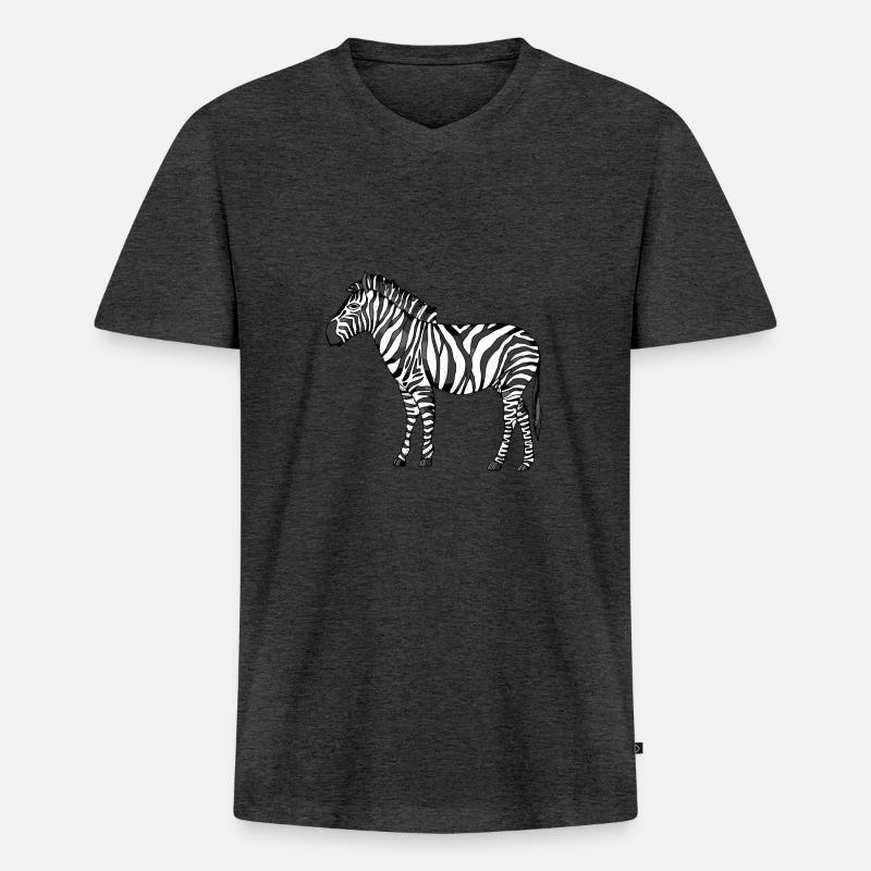 Zebra - Männer Premium Bio T-Shirt mit V-Ausschnitt - Anthrazit meliert
