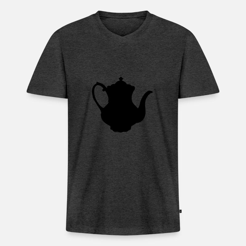 Teekanne Kermaik Geschenk freizeit - Männer Premium Bio T-Shirt mit V-Ausschnitt - Anthrazit meliert