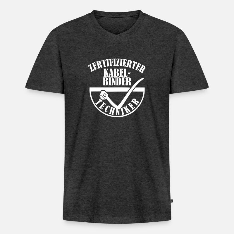 Zertifizierter Kabelbinder Techniker - Männer Premium Bio T-Shirt mit V-Ausschnitt - Anthrazit meliert