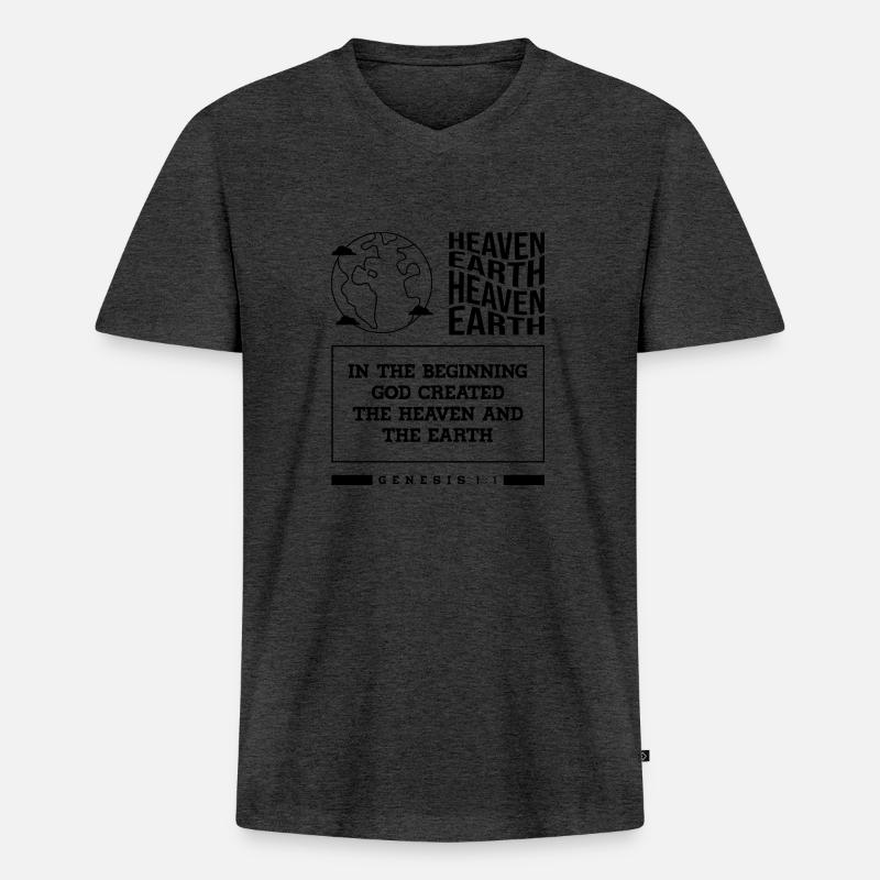 Gottes Schöpfung, Bibelstudium, Vers, Glaube, - Männer Premium Bio T-Shirt mit V-Ausschnitt - Anthrazit meliert