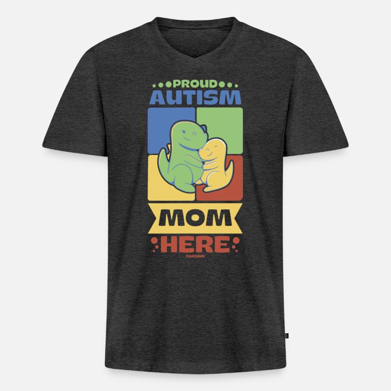 stolze Mutter eines Autisten - Männer Premium Bio T-Shirt mit V-Ausschnitt - Anthrazit meliert