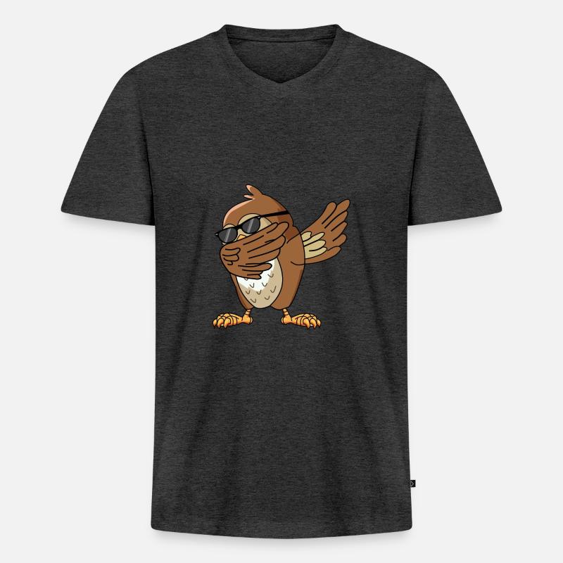 Eule Dabbing Dab Tanz Geschenk - Männer Premium Bio T-Shirt mit V-Ausschnitt - Anthrazit meliert