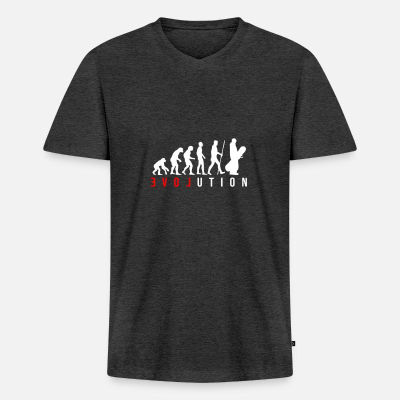 Snowboard Evolution - Männer Premium Bio T-Shirt mit V-Ausschnitt - Anthrazit meliert
