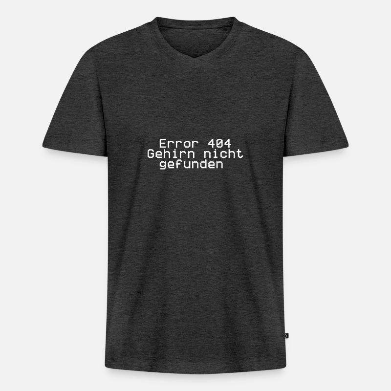 Error 404,brain not found,brain - Men's Premium Organic T-shirt with V-neck - heather anthracite