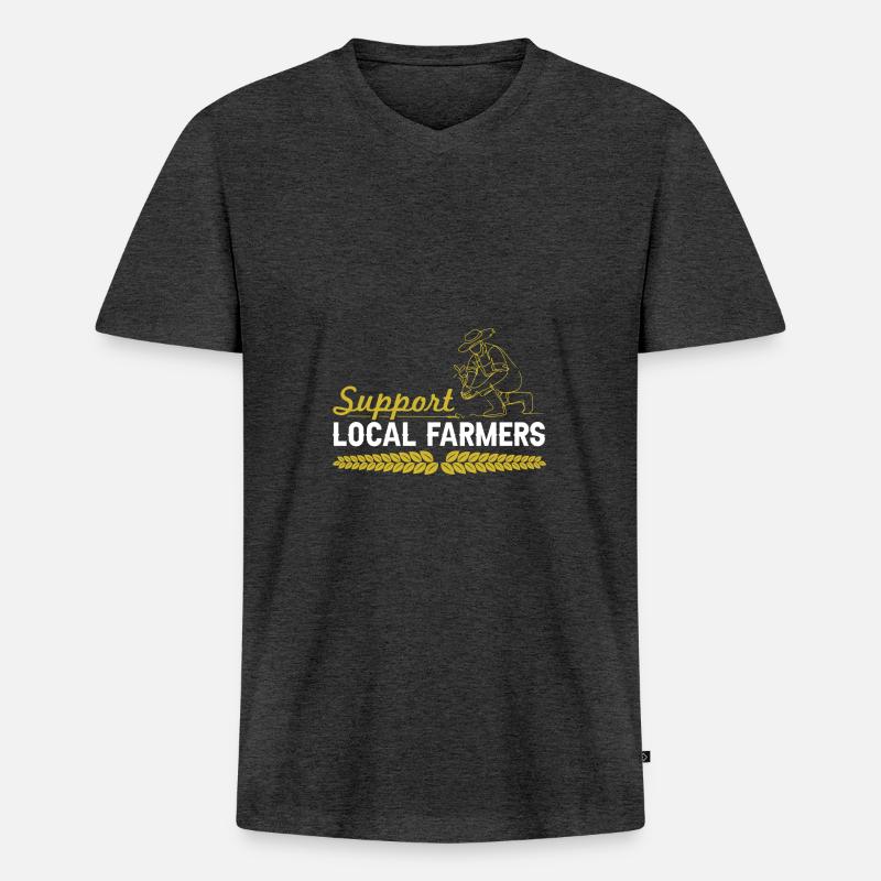 support farmer bauer - Männer Premium Bio T-Shirt mit V-Ausschnitt - Anthrazit meliert