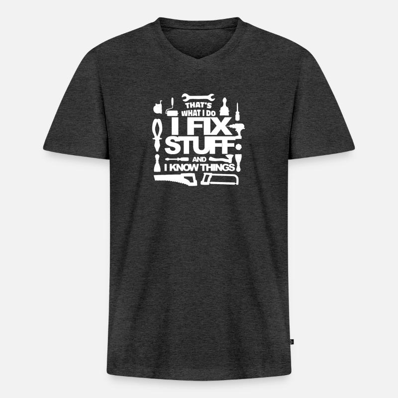 Handwerker Heimwerker Spruch Geschenk - Männer Premium Bio T-Shirt mit V-Ausschnitt - Anthrazit meliert