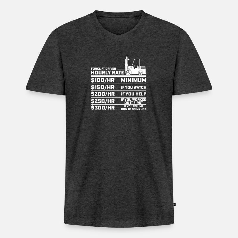 Staplerfahrer Gabelstaplerfahrer Gabelstapler Lohn - Männer Premium Bio T-Shirt mit V-Ausschnitt - Anthrazit meliert