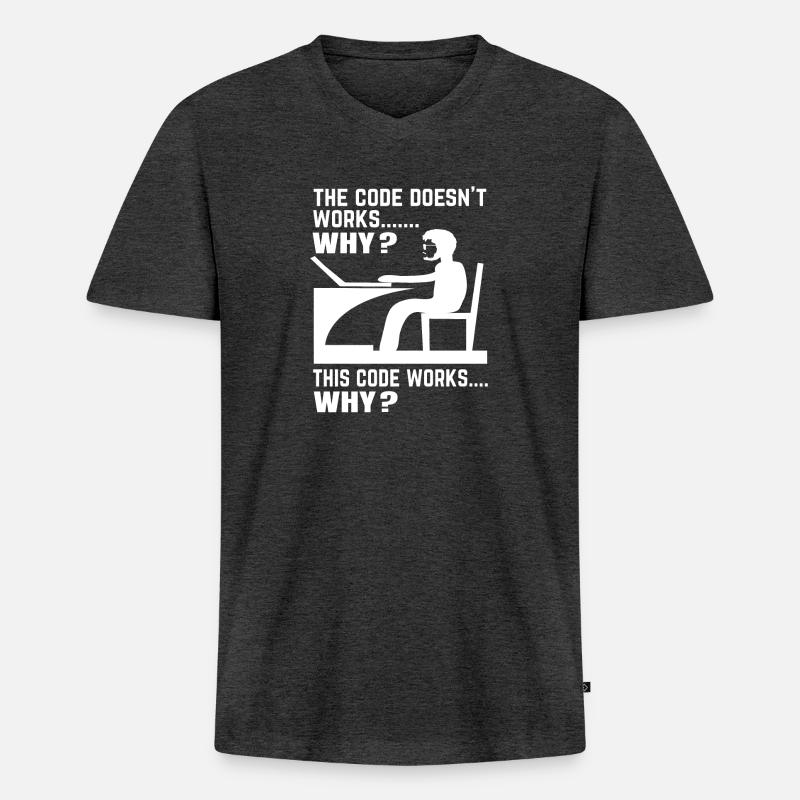 Softwareentwickler Programmierer Geschenk - Männer Premium Bio T-Shirt mit V-Ausschnitt - Anthrazit meliert