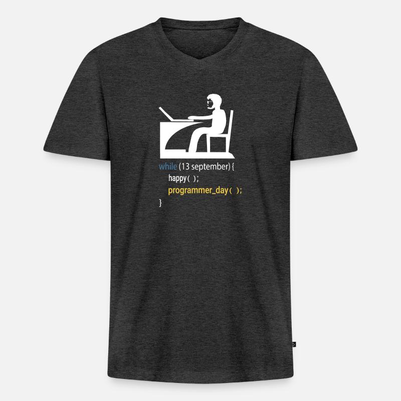 Softwareentwickler Programmierer Geschenk - Männer Premium Bio T-Shirt mit V-Ausschnitt - Anthrazit meliert
