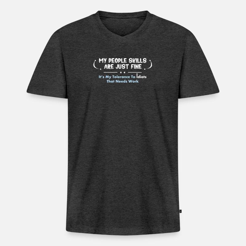 Sarkastischer Spruch - Männer Premium Bio T-Shirt mit V-Ausschnitt - Anthrazit meliert