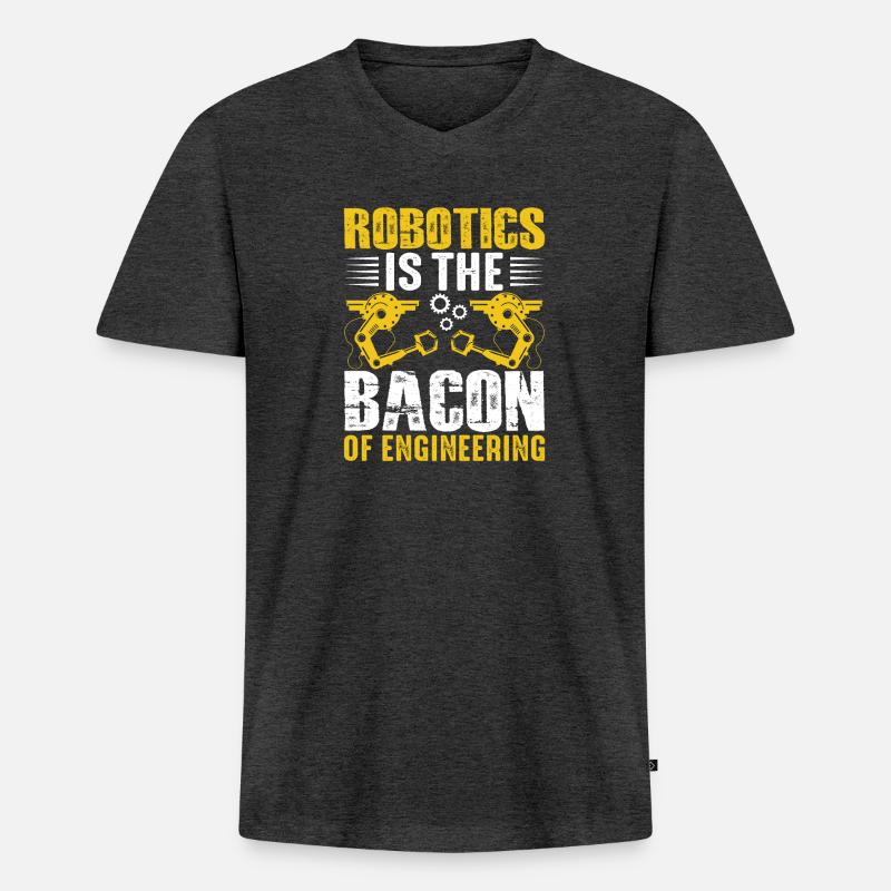 Roboter Programmierer Automatisierungstechniker - Männer Premium Bio T-Shirt mit V-Ausschnitt - Anthrazit meliert