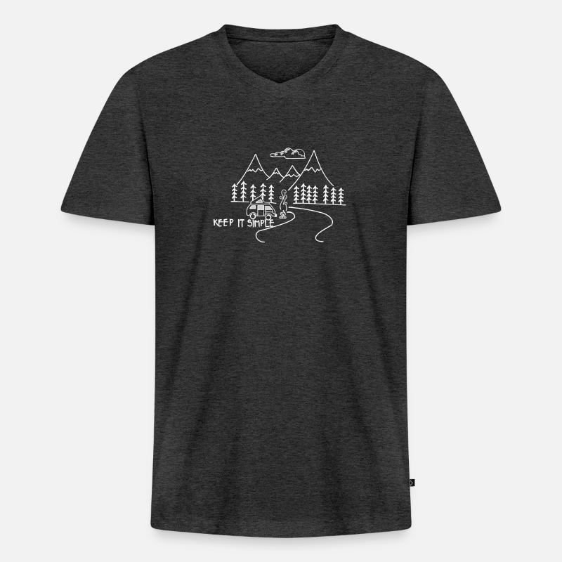Keep it simple camping - Männer Premium Bio T-Shirt mit V-Ausschnitt - Anthrazit meliert