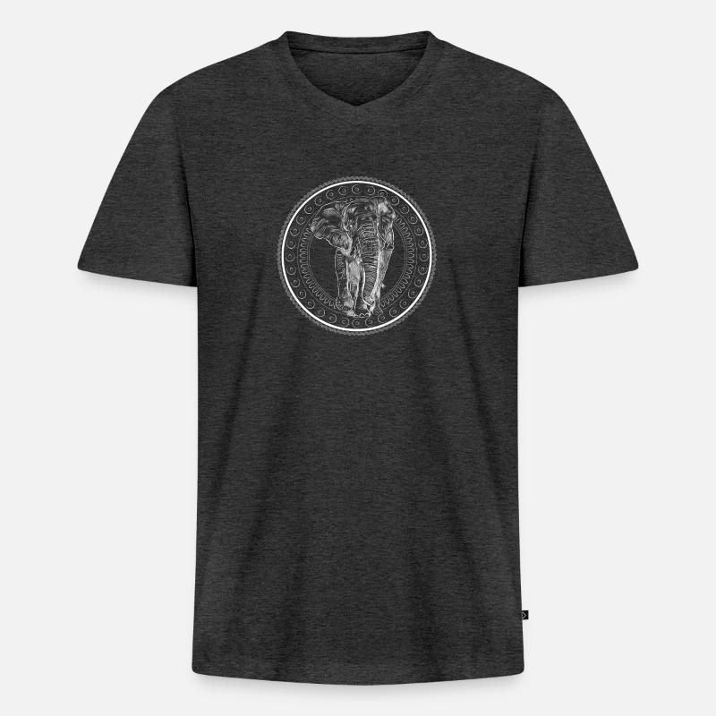 Elefant mit afrikanischen Muster - Männer Premium Bio T-Shirt mit V-Ausschnitt - Anthrazit meliert