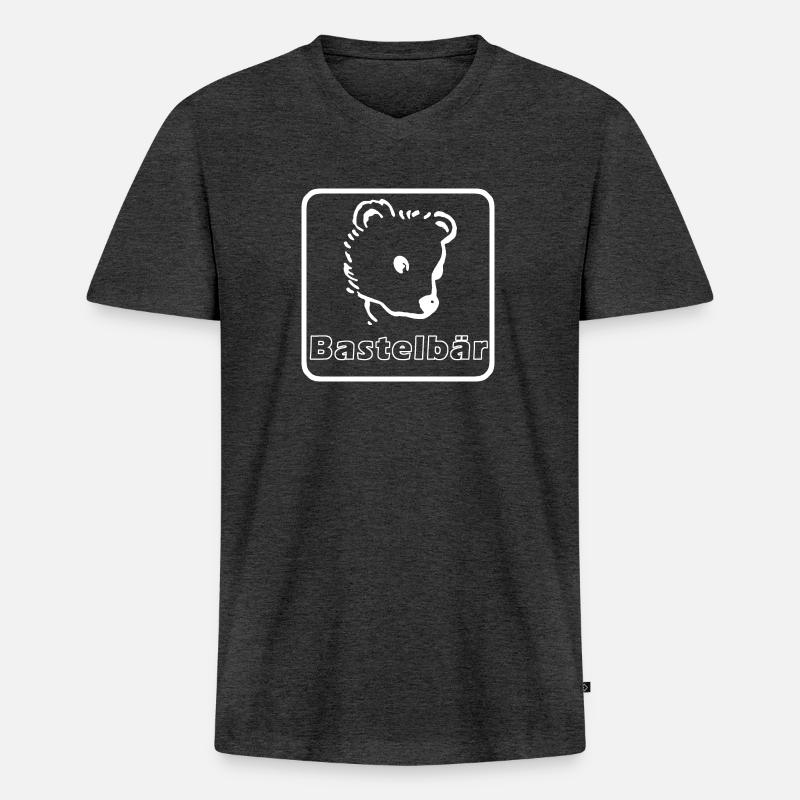 Bastelbär hellesDesign - Männer Premium Bio T-Shirt mit V-Ausschnitt - Anthrazit meliert