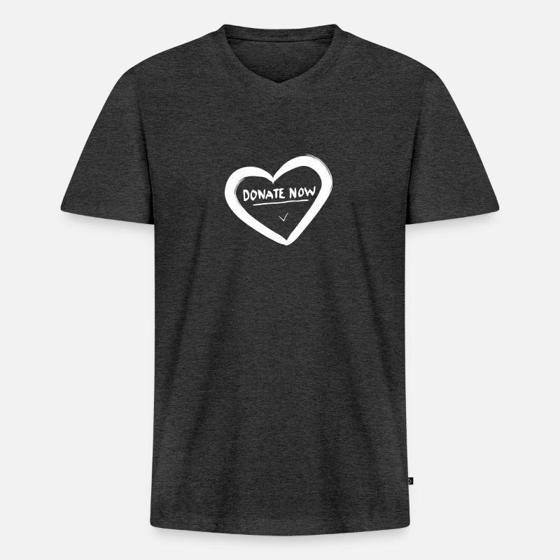 Donate Now! - jetzt spenden - Männer Premium Bio T-Shirt mit V-Ausschnitt - Anthrazit meliert
