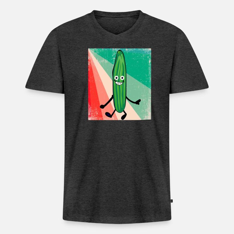Concombre,Concombre,Concombre,Concombre,Concombre,Rétro - T-shirt encolure en V Premium bio Homme - anthracite chiné