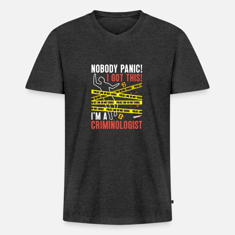 Spurensicherung - Kripo Polizei Kriminaltechnik - Männer Premium Bio T-Shirt mit V-Ausschnitt - Anthrazit meliert