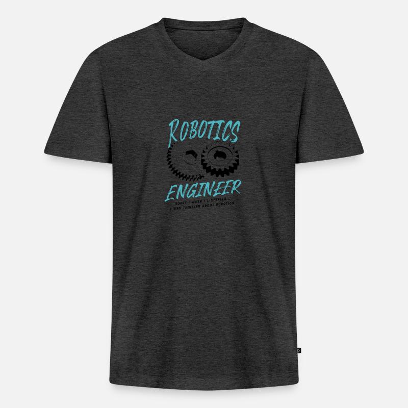 Robotik Technik Mechanik Roboter - Männer Premium Bio T-Shirt mit V-Ausschnitt - Anthrazit meliert