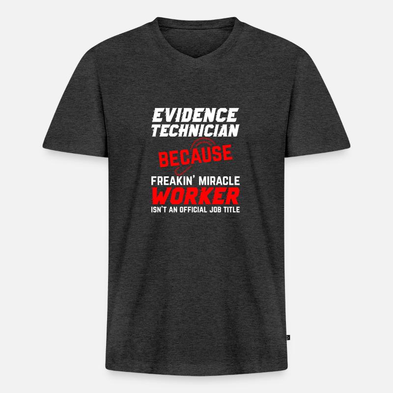 Spurensicherung - Kripo Polizei Kriminaltechnik - Männer Premium Bio T-Shirt mit V-Ausschnitt - Anthrazit meliert